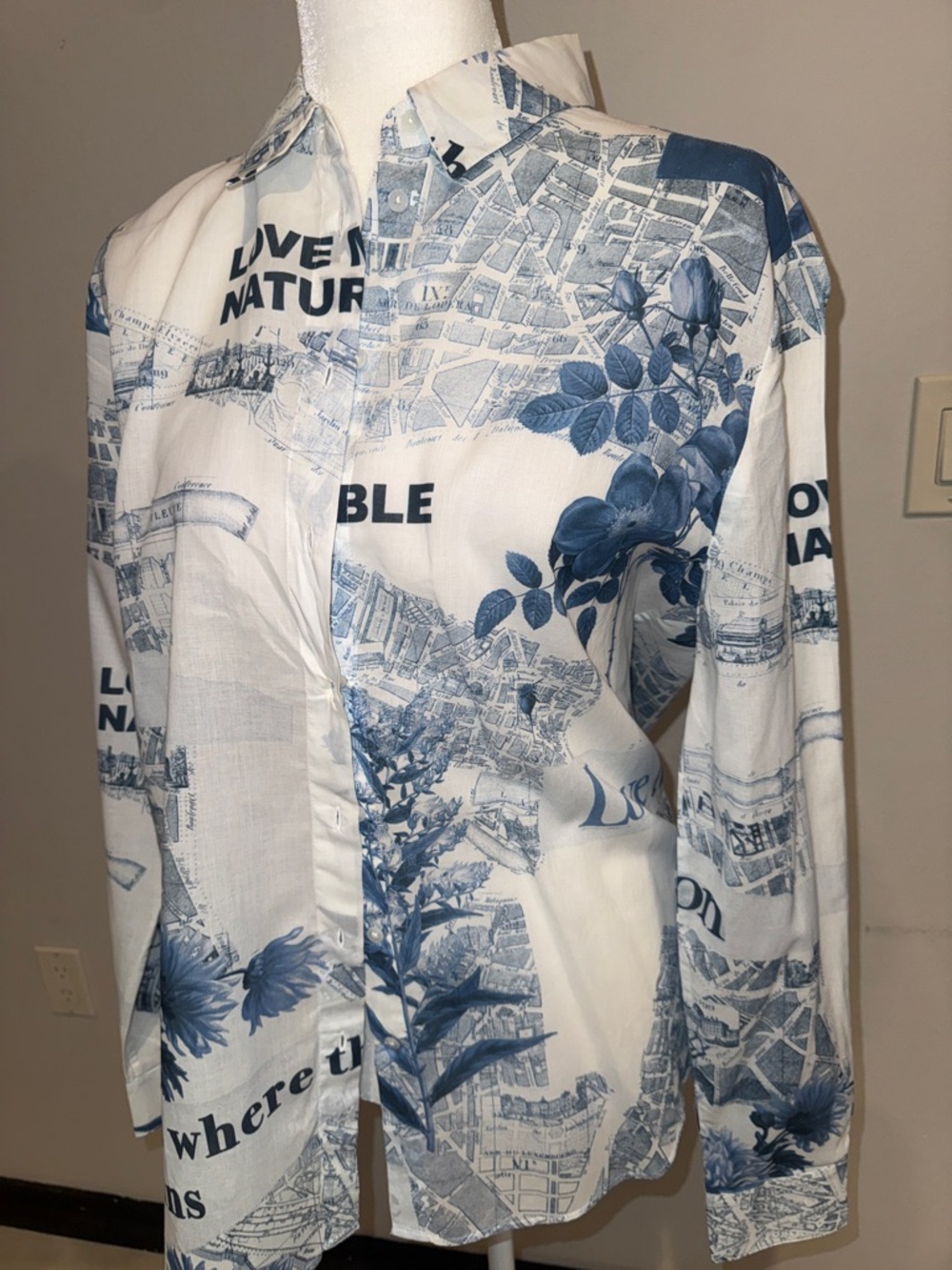 Desigual Blue & White Printed Button-Up Shirt